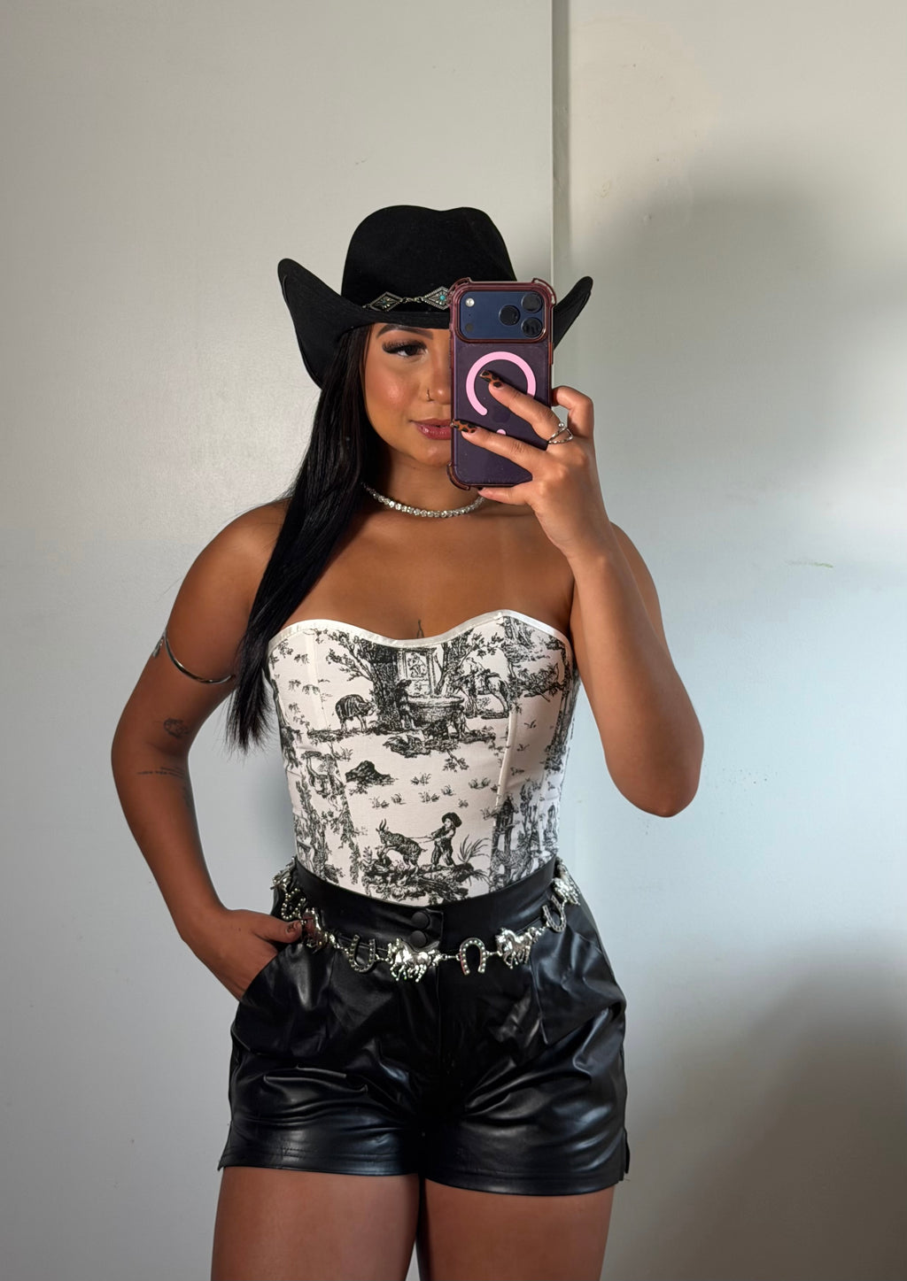 BLACK FLORAL CORSET