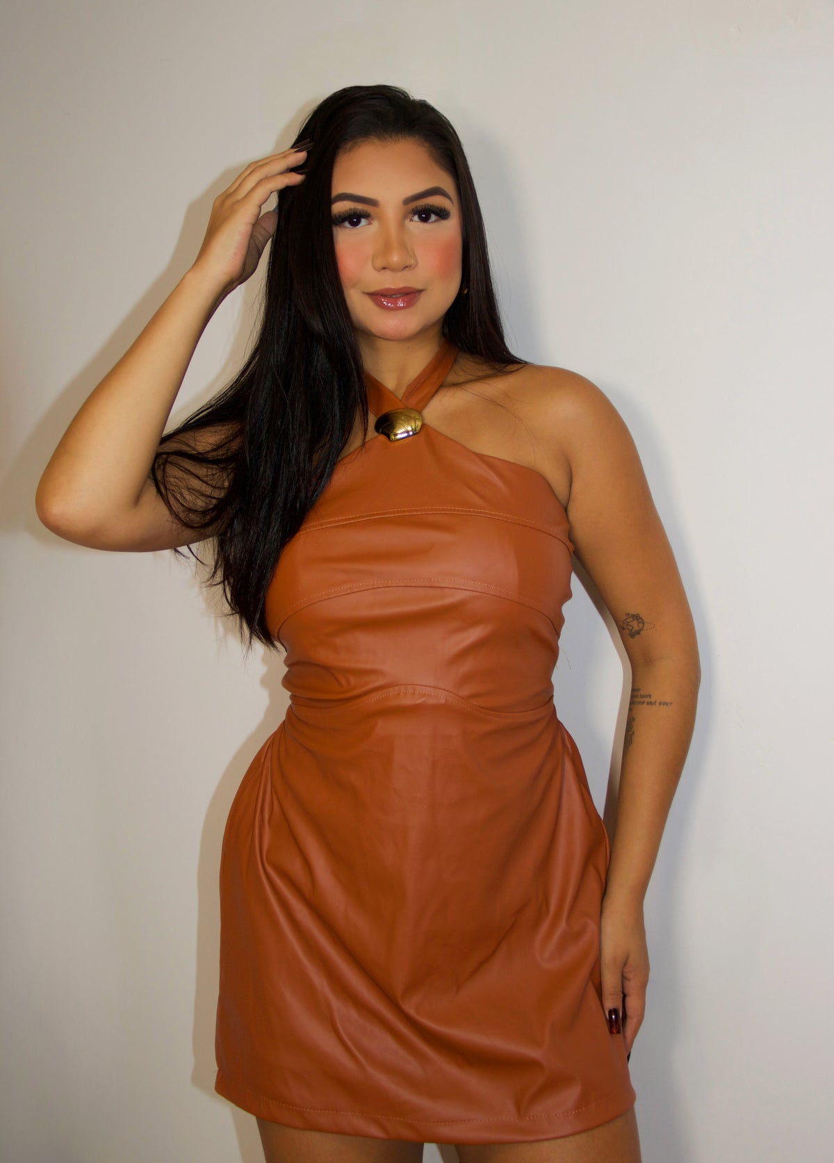 FAUX LEATHER SKORT DRESS